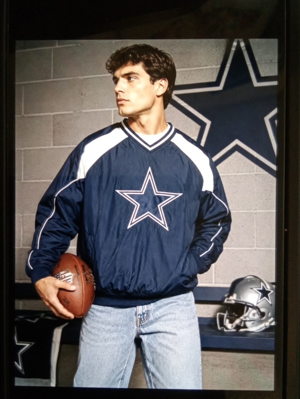 Cowboys Pull Over Wind Breaker Lined Long Sleeve Male Size Large Footbal Nfl